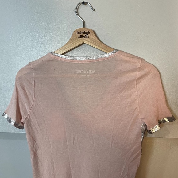 NWT Zadig & Voltaire Tino Foil Top in Blush Pink Size XS - Picture 12 of 13